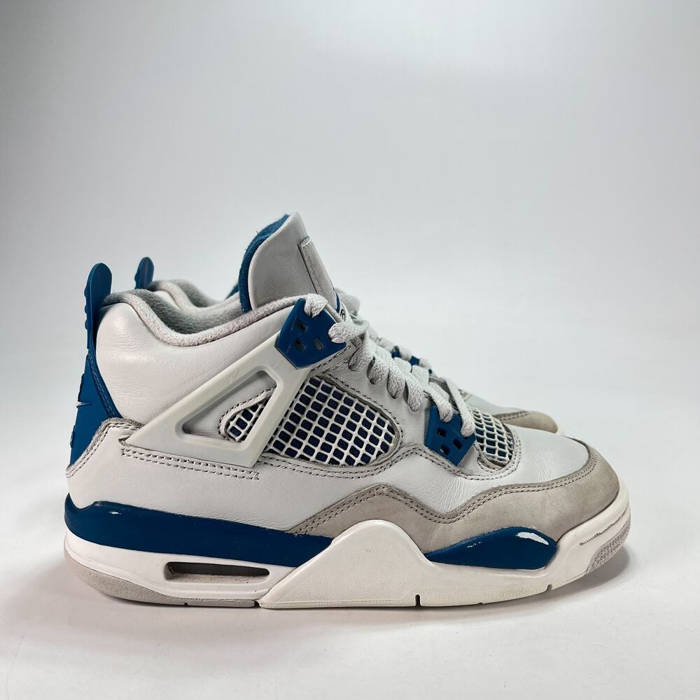 Nike Air Jordan 4 Retro Military Blue White Shoes HF4281-141 Youth Size 4.5Y